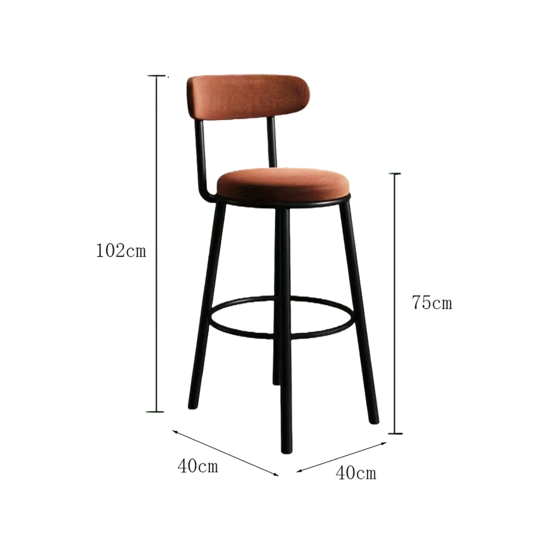 Bar Stools, Velvet Upholstered Kitchen Island Stool (Brown)