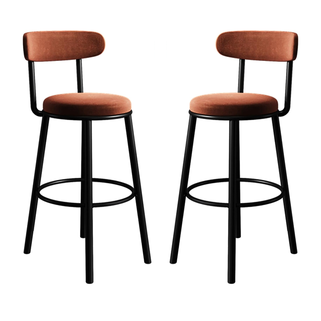 Bar Stools, Velvet Upholstered Kitchen Island Stool (Brown)