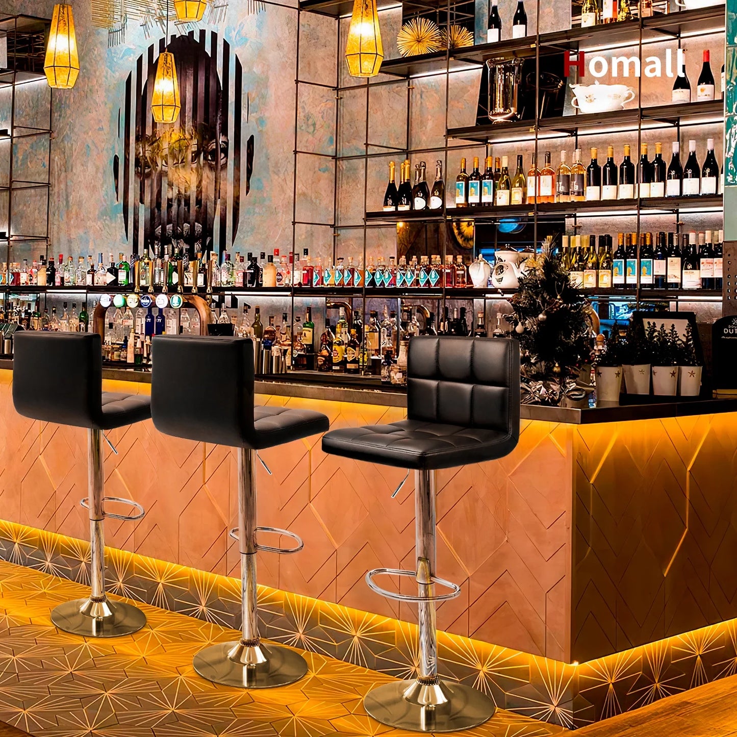 Bar Stool With Pu Leather Bar Stools