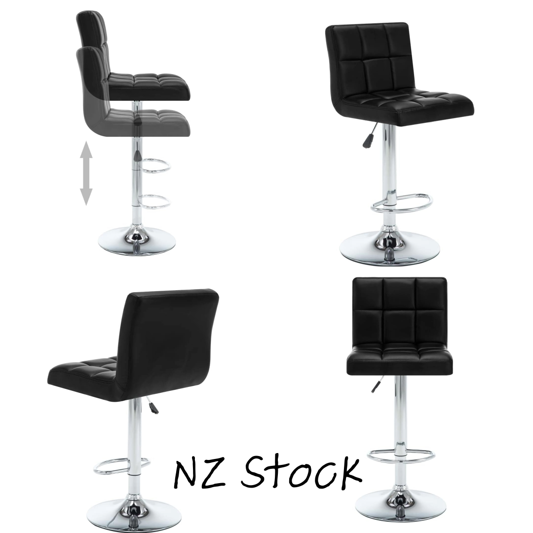 Adjustable Bar Stools With Pu Leather (Black)