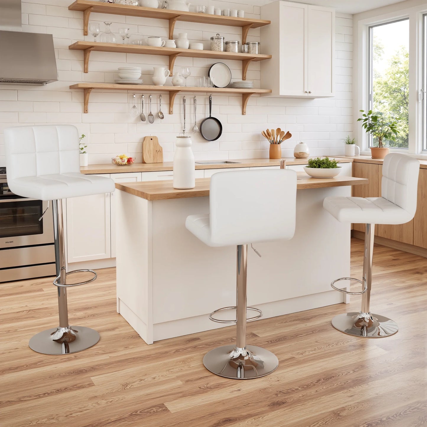 Bar Stools With Pu Leather Height Adjustable Bar Stools