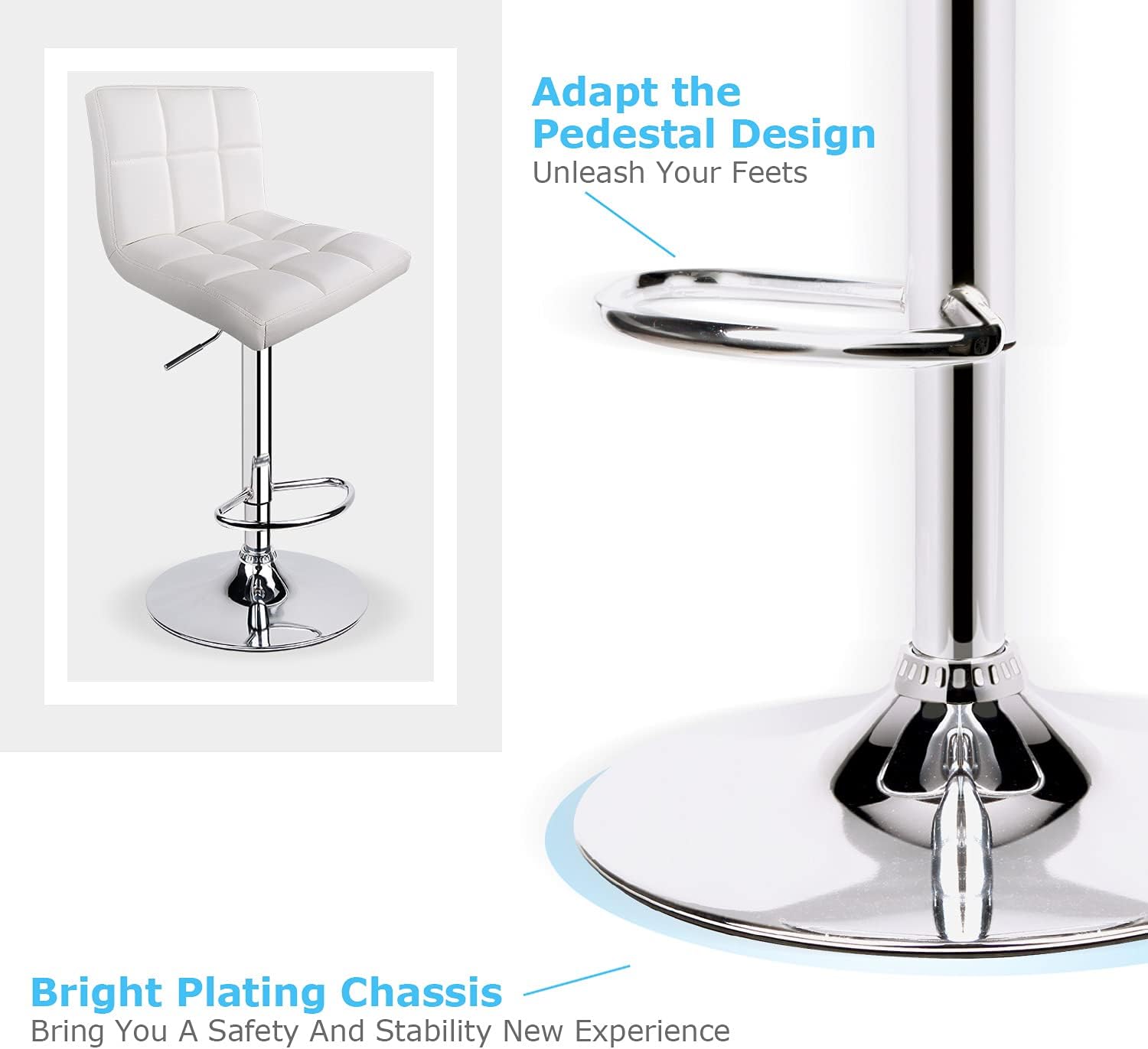 Bar Stools With Pu Leather Height Adjustable Bar Stools