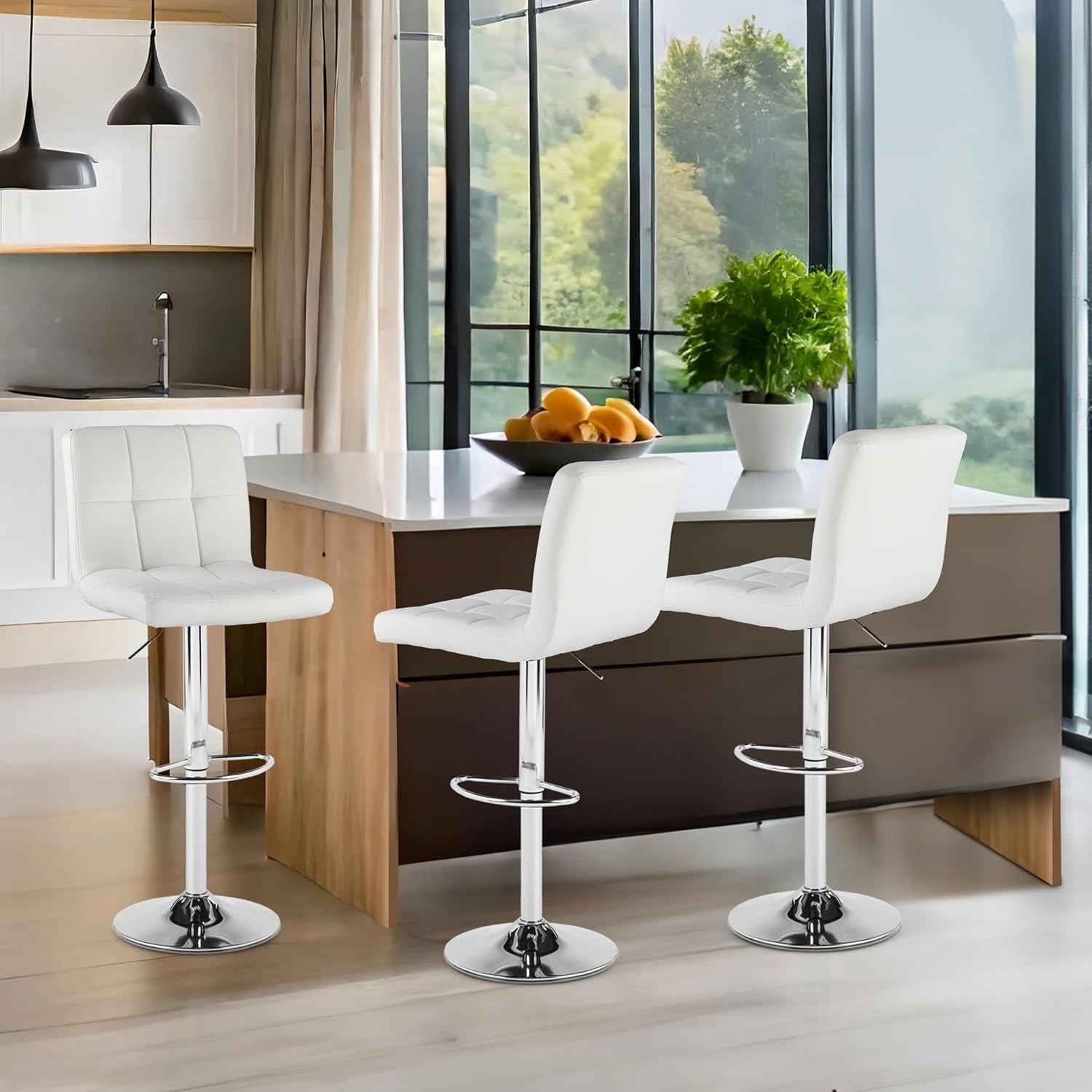 Bar Stools With Pu Leather Height Adjustable Bar Stools