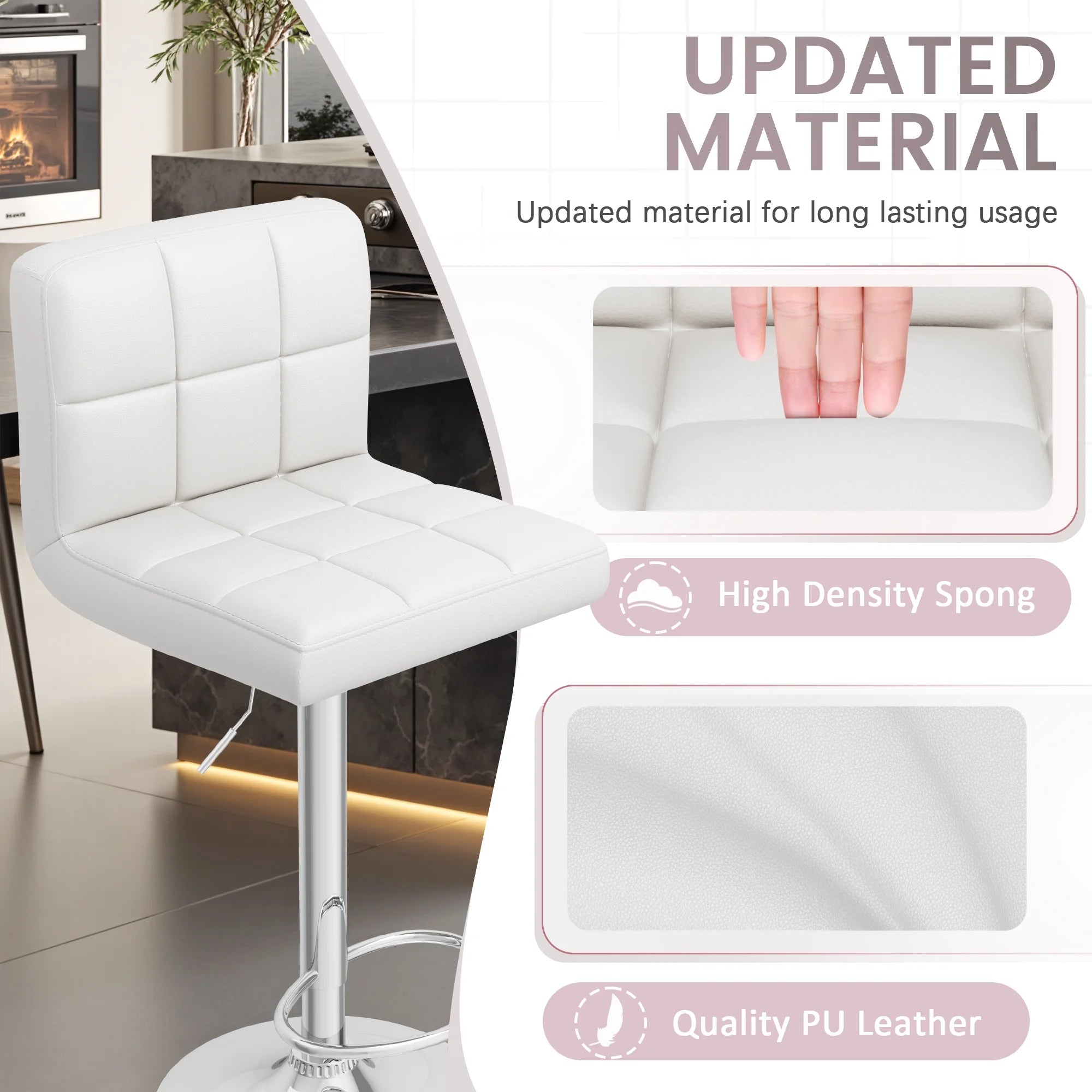 Bar Stools With Pu Leather Height Adjustable Bar Stools
