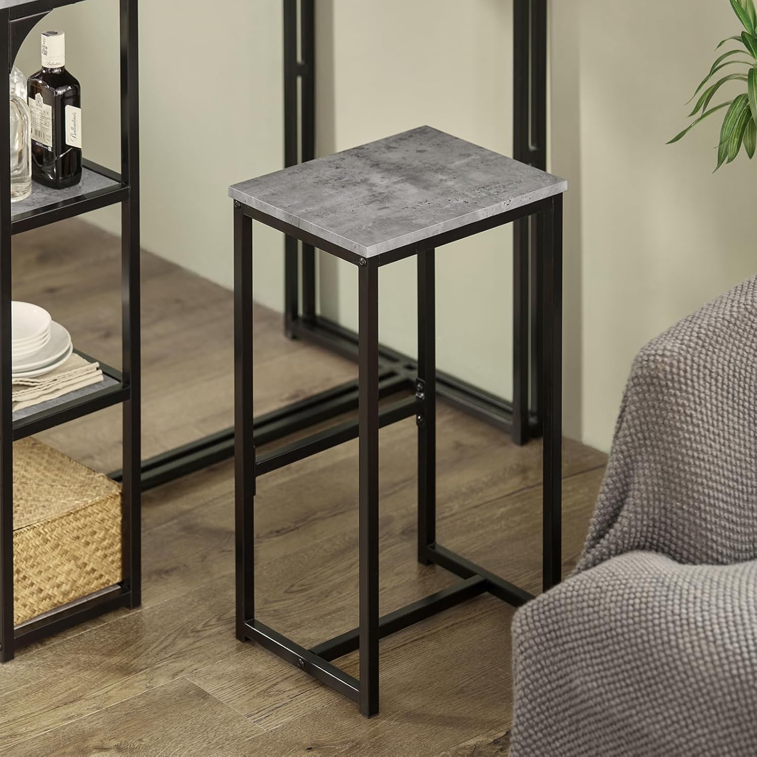 Bar Table and Bar Chairs Stool Set Light Grey