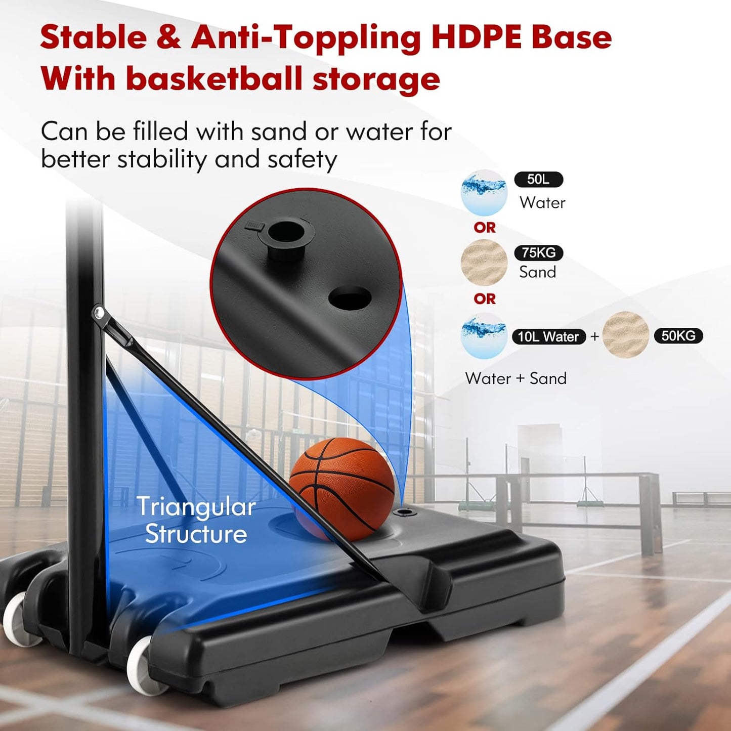 Basketball Hoop with stand height adjustable Hoop 3.05m