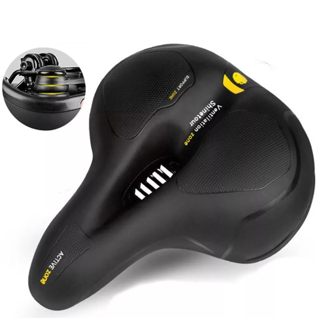 Wide Bike Saddle Shock Bike Seat (Yellow)
