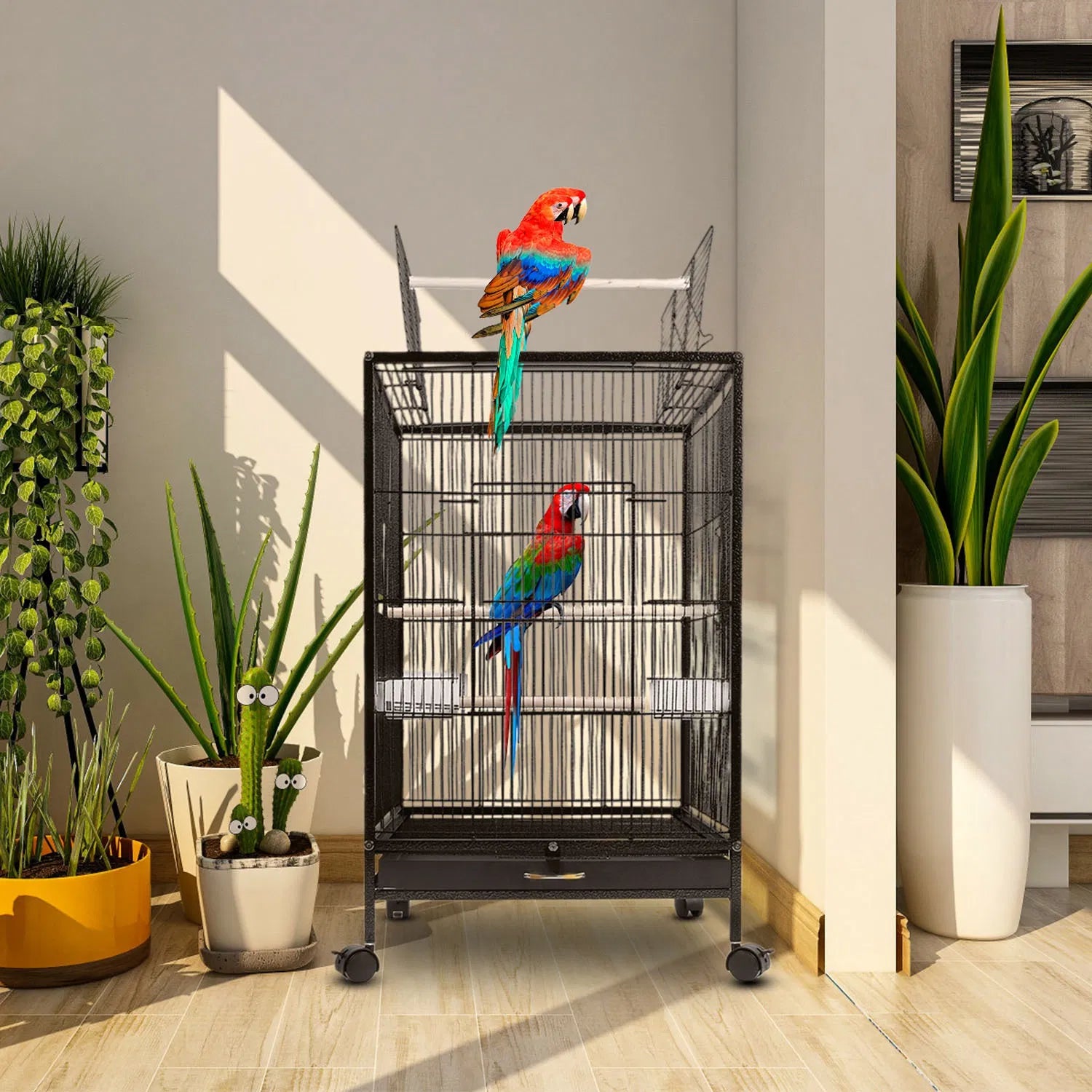 Bird Cage Parrot Aviary Perch Carrier