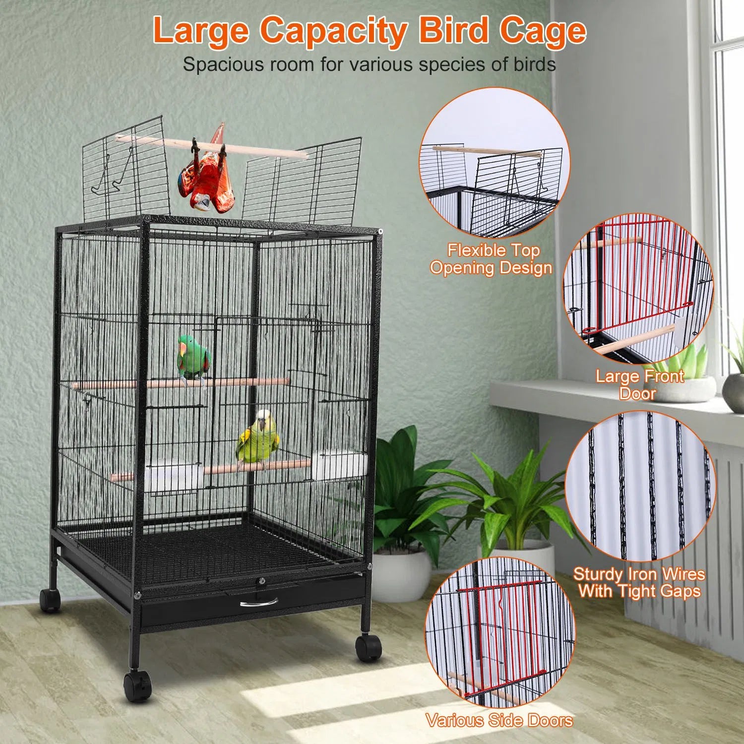 Bird Cage Parrot Aviary Perch Carrier
