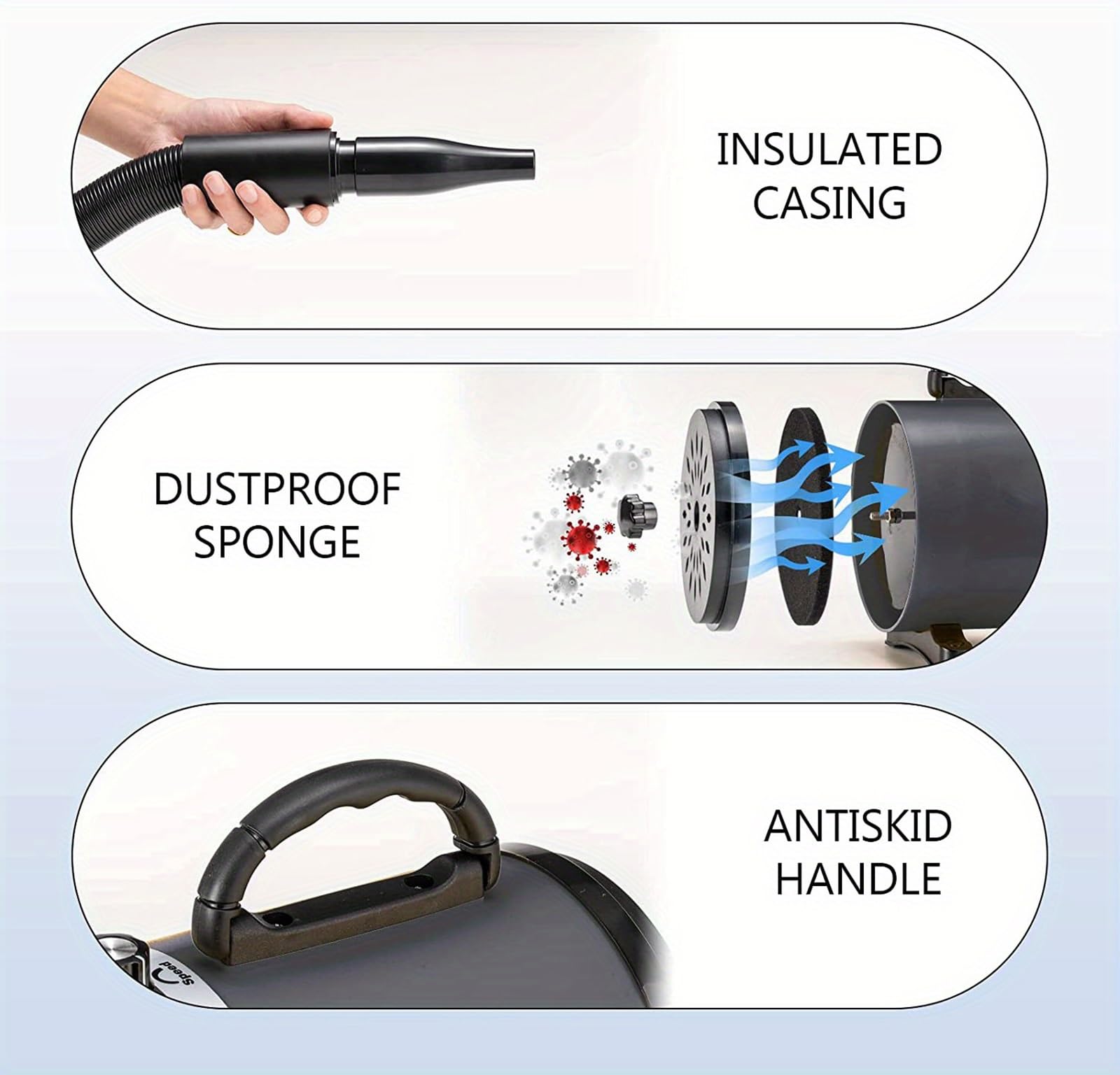 Pet Hair Dryer Grooming Blower Black