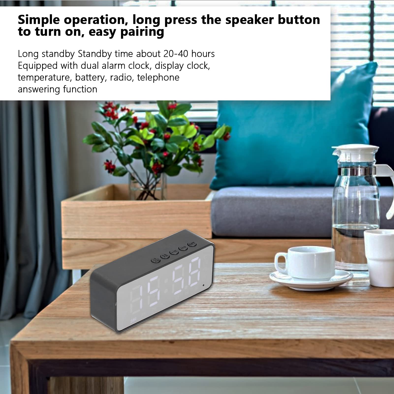 Digital Smart Alarm Clock With Bluetooth Speaker