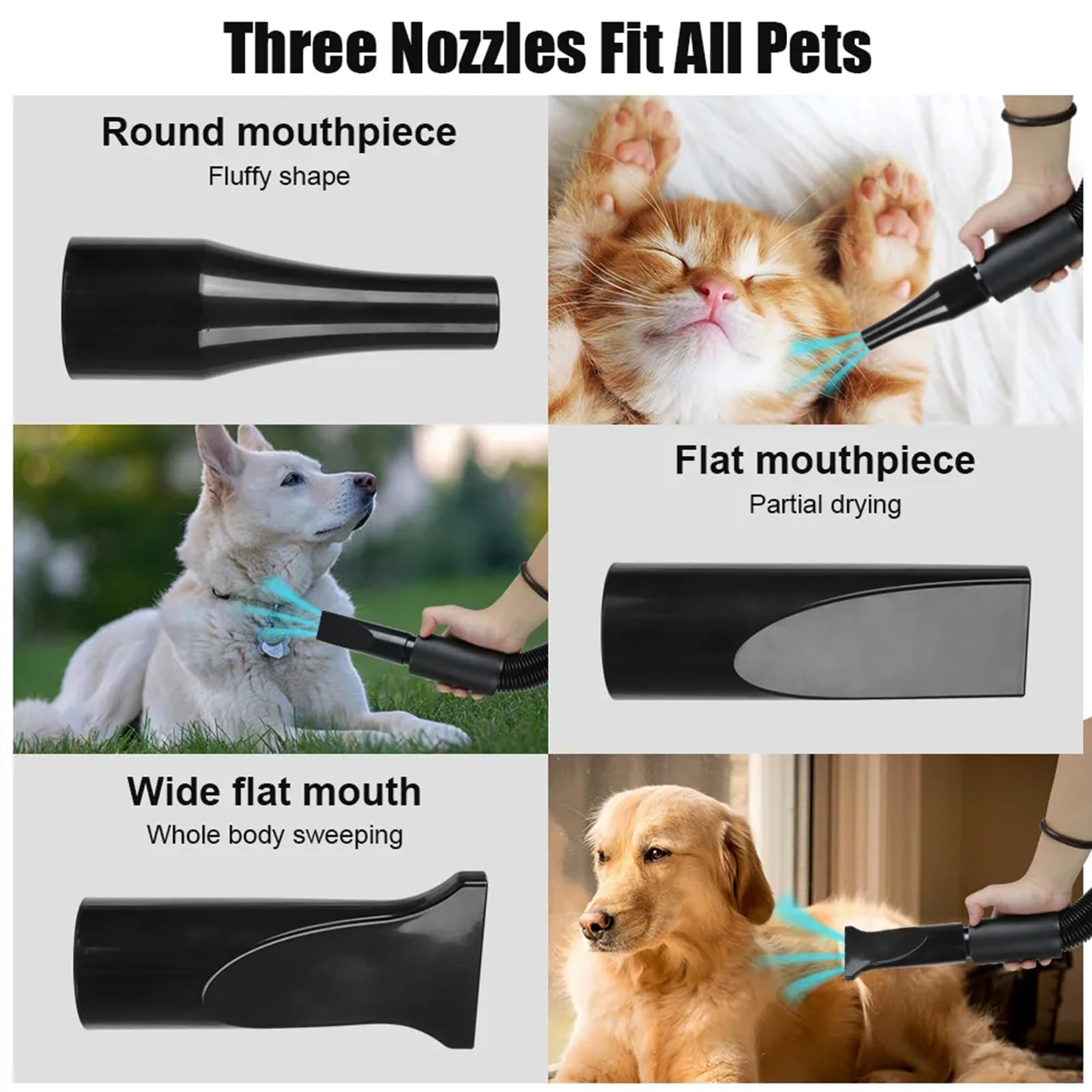 Pet Hair Dryer Grooming Blower Black