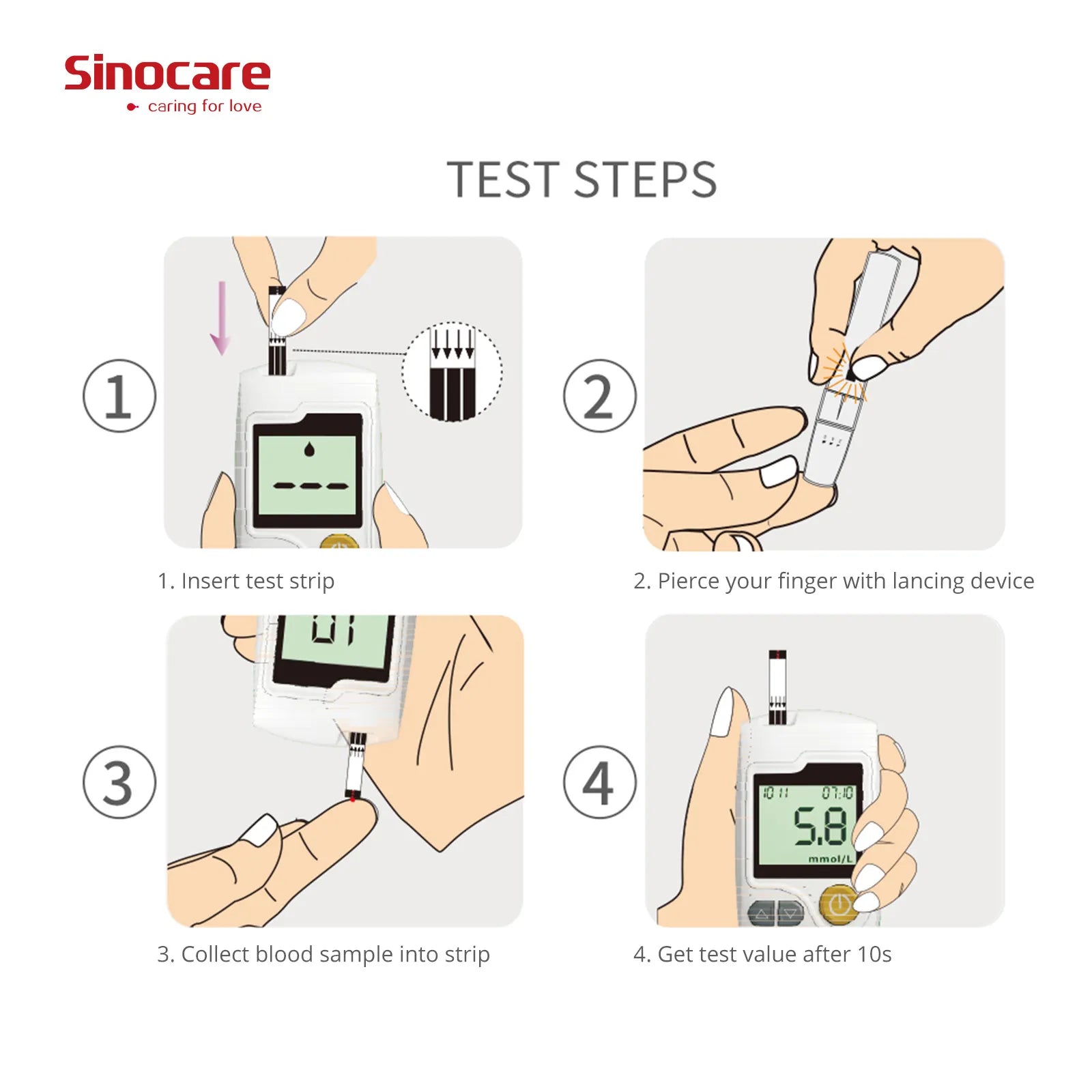 Sinocare GA-3 Blood Glucose Meter Blood Sugar Monitor