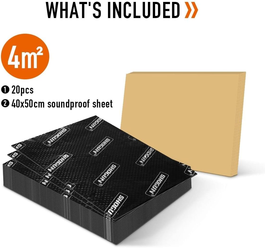 Butyl Sound Deadener Insulation Car Deadening Mat Automotive Proofing Noise Shield Truck Vibration 2.7mm Rubber 4SQM 20Pcs