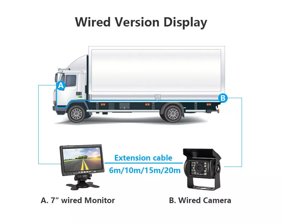 7" Monitor Reverse Camera Rear View Parking (AV Plug)