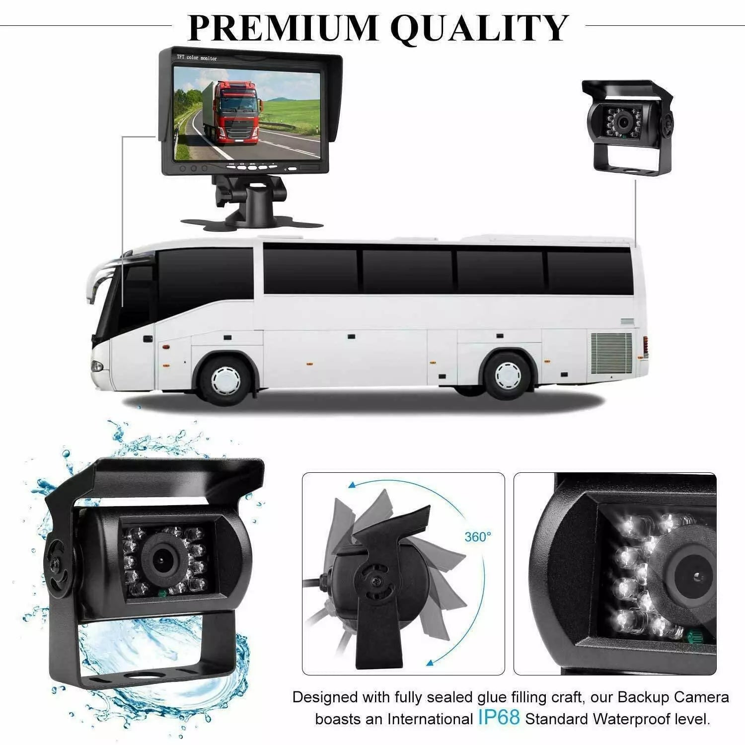 7" Monitor Reverse Camera Rear View Parking (AV Plug)