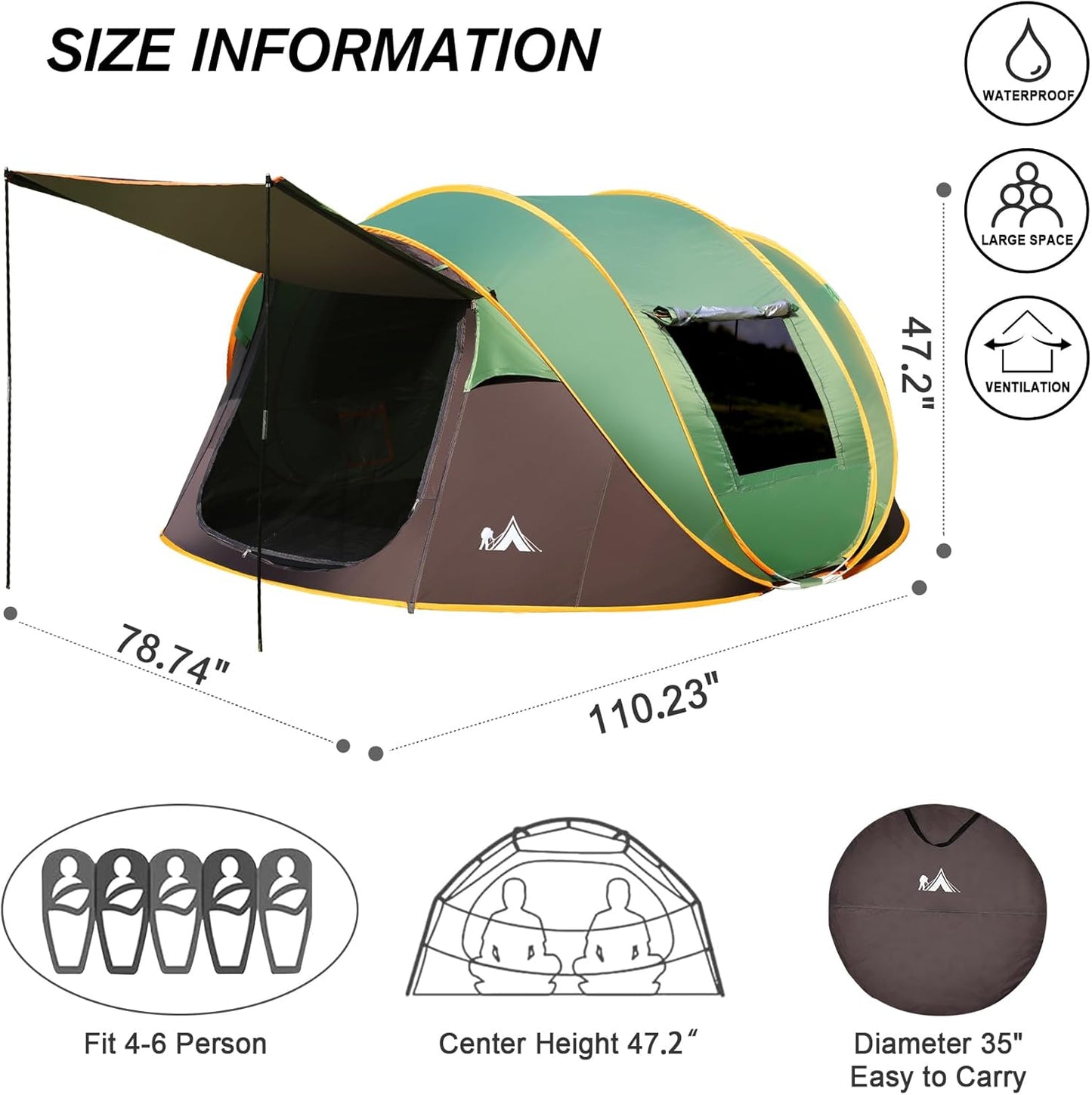 Camping Tent 4-6 Person Pop Up