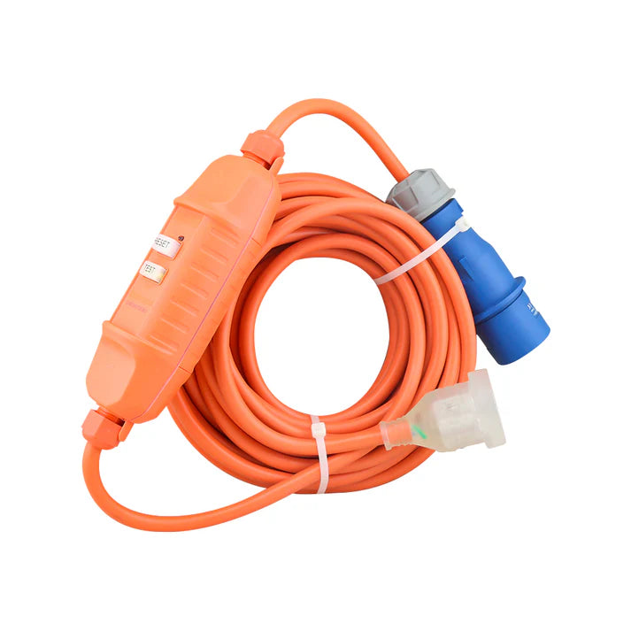 Caravan Camping Extension Lead 10m 16A to 10A with RCD