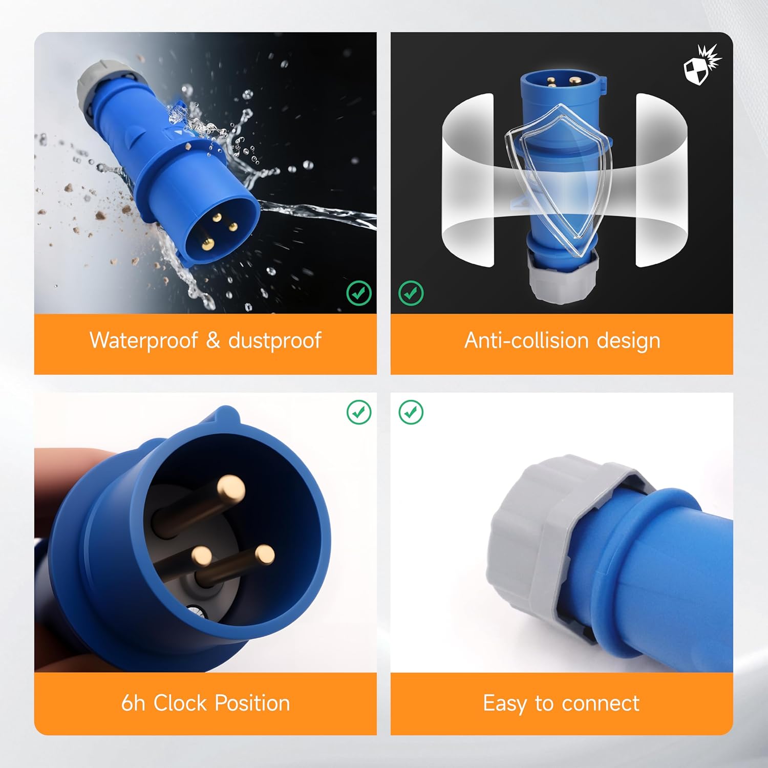 Caravan Lead Connector Male 16A Blue IP67