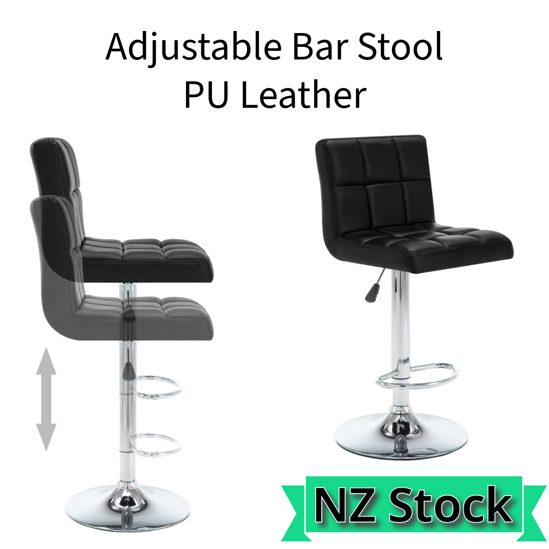 Adjustable Bar Stools With Pu Leather (Black)