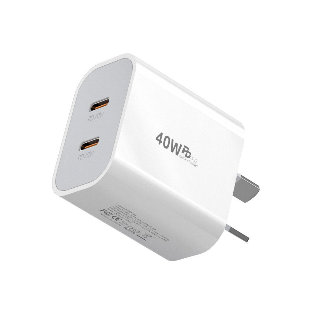 40W DUAL USB C PD Fast Charging Wall USB C Charger Power Adapter Type C