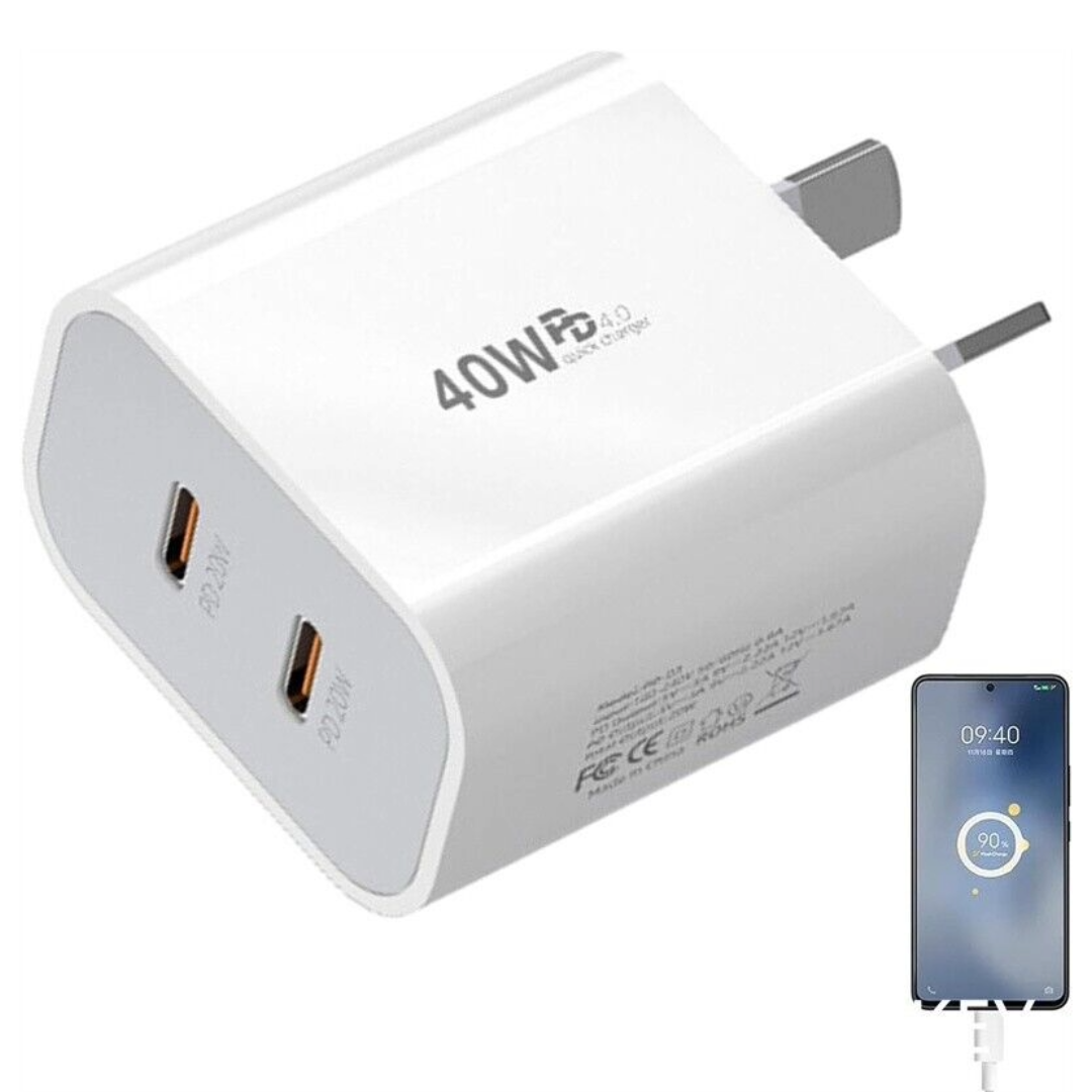 40W DUAL USB C PD Fast Charging Wall USB C Charger Power Adapter Type C