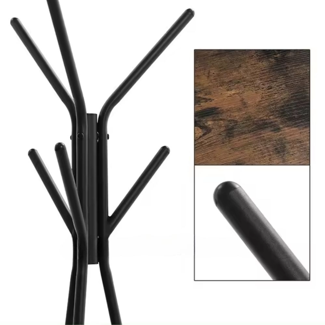 Coat Rack Freestanding Coat Hanger Stand Hall Tree with 2 Shelves