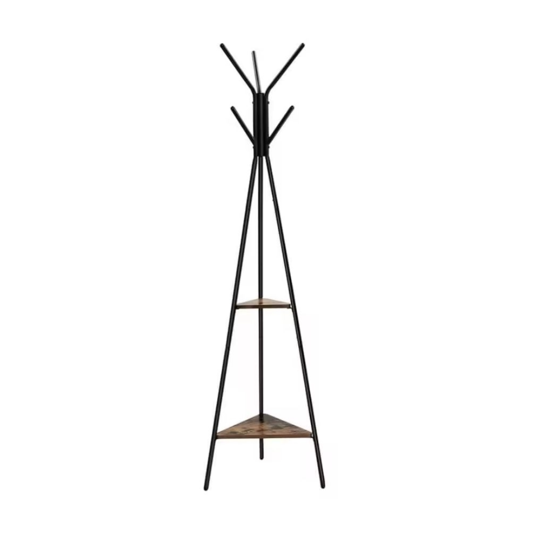 Coat Rack Freestanding Coat Hanger Stand Hall Tree with 2 Shelves