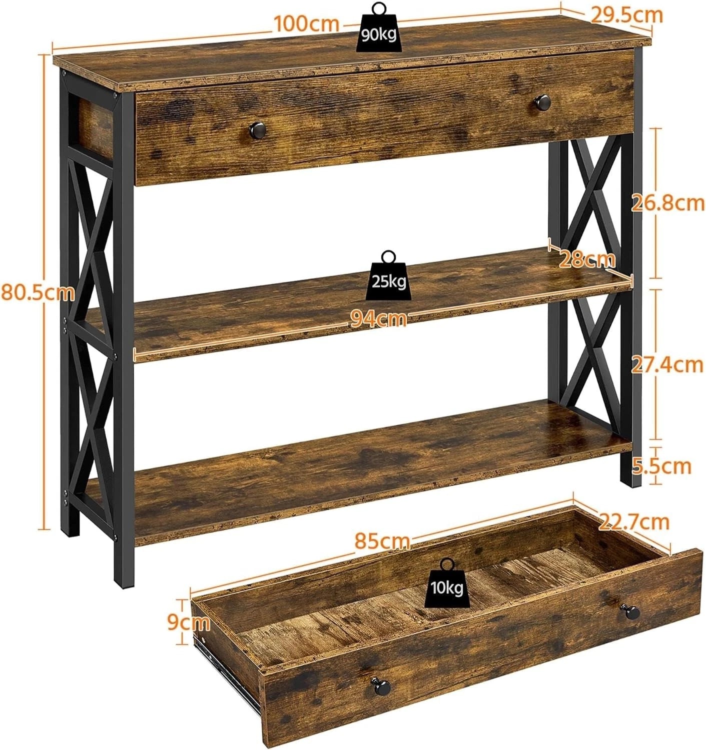 Console Table Hallway Table With Shelves