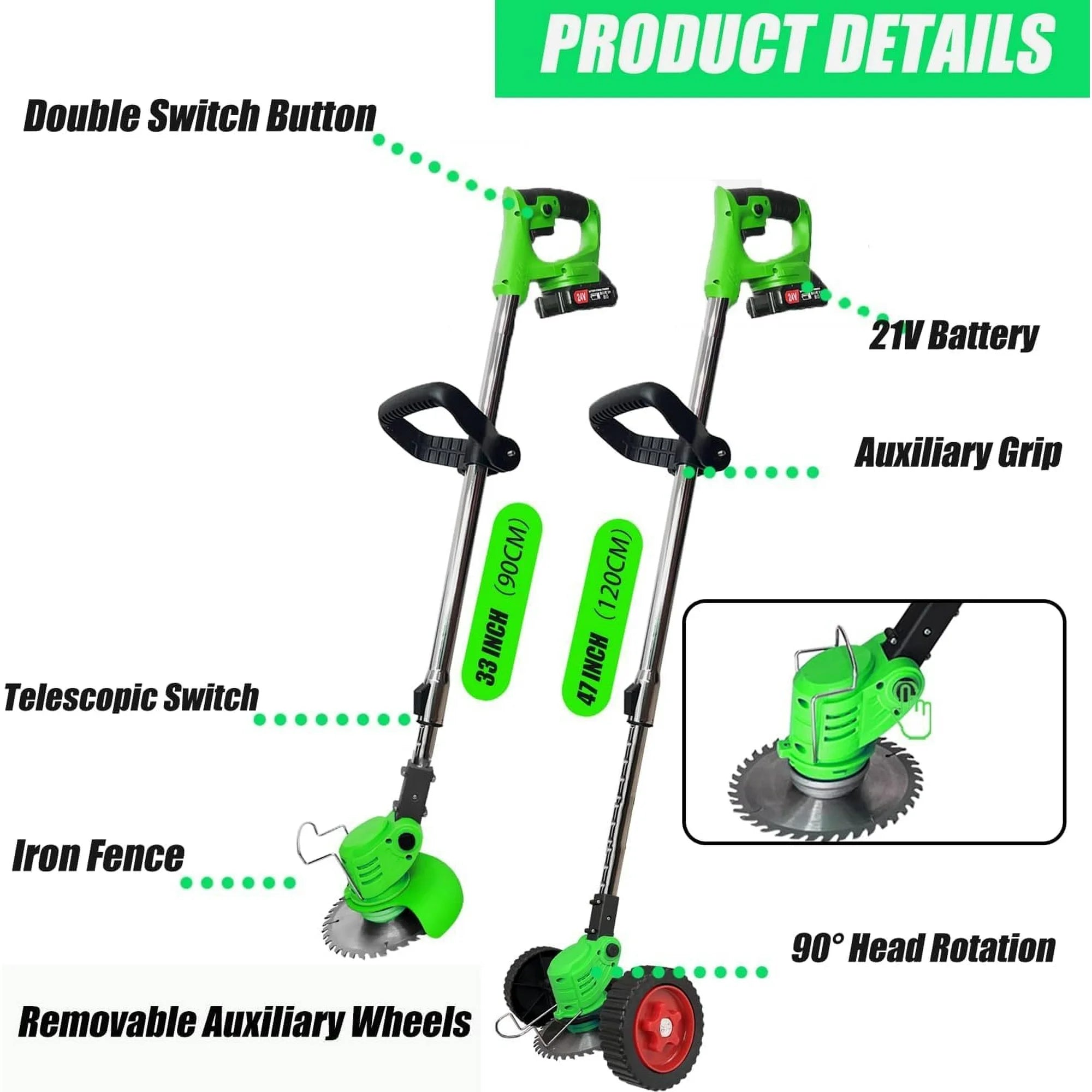 Cordless Electric Grass String Trimmer Lawn Cutter Brush Mower Whipper Snipper