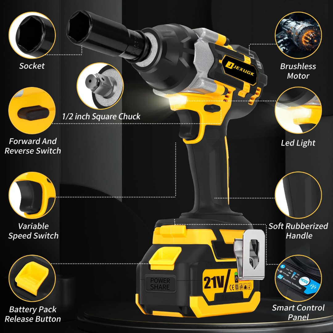Cordless Electric Impact Wrench With Battery