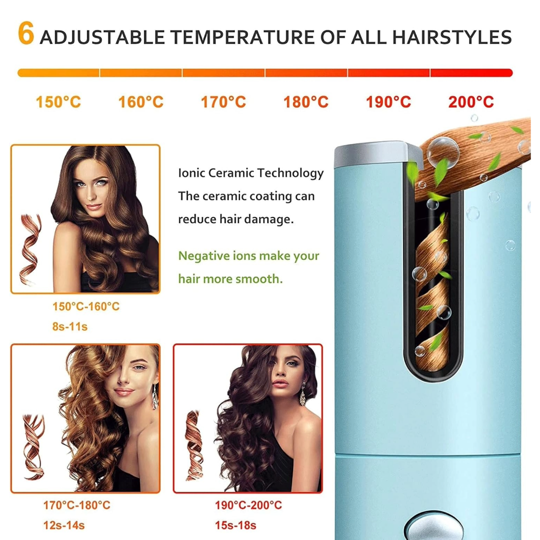 LCD Cordless Hair Curler Automatic