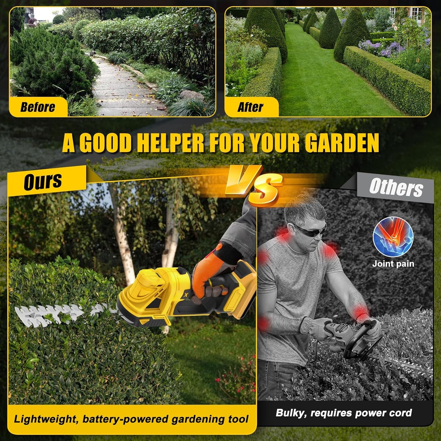Cordless Hedge Trimmer 2 in 1 Lawn and Shrub Shears