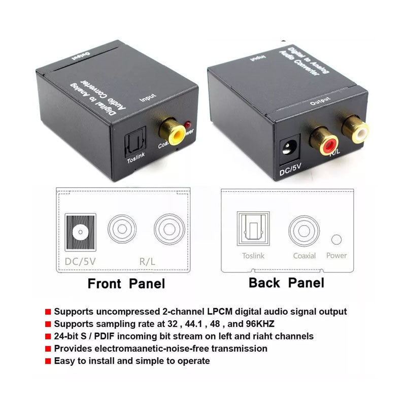 Digital Optical Toslink to RCA Audio Converter