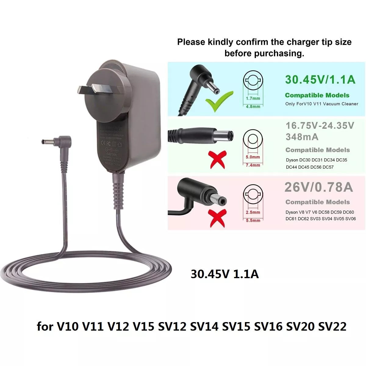 Dyson Charger V10 SV12 V11 V12 V15 Compatible Replacement