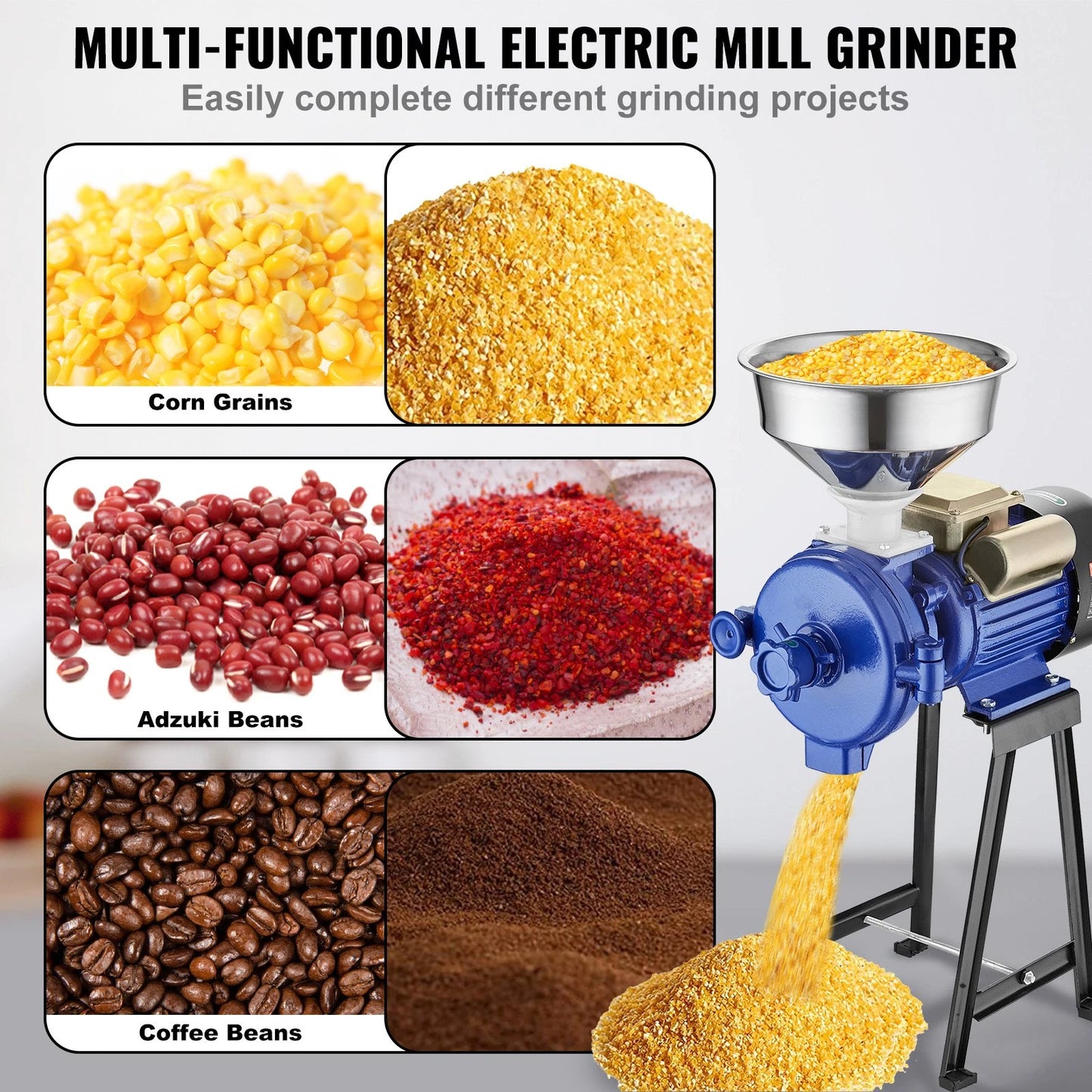 Electric Grain Mill Grinder 3000W Commercial Grain Milling Machine