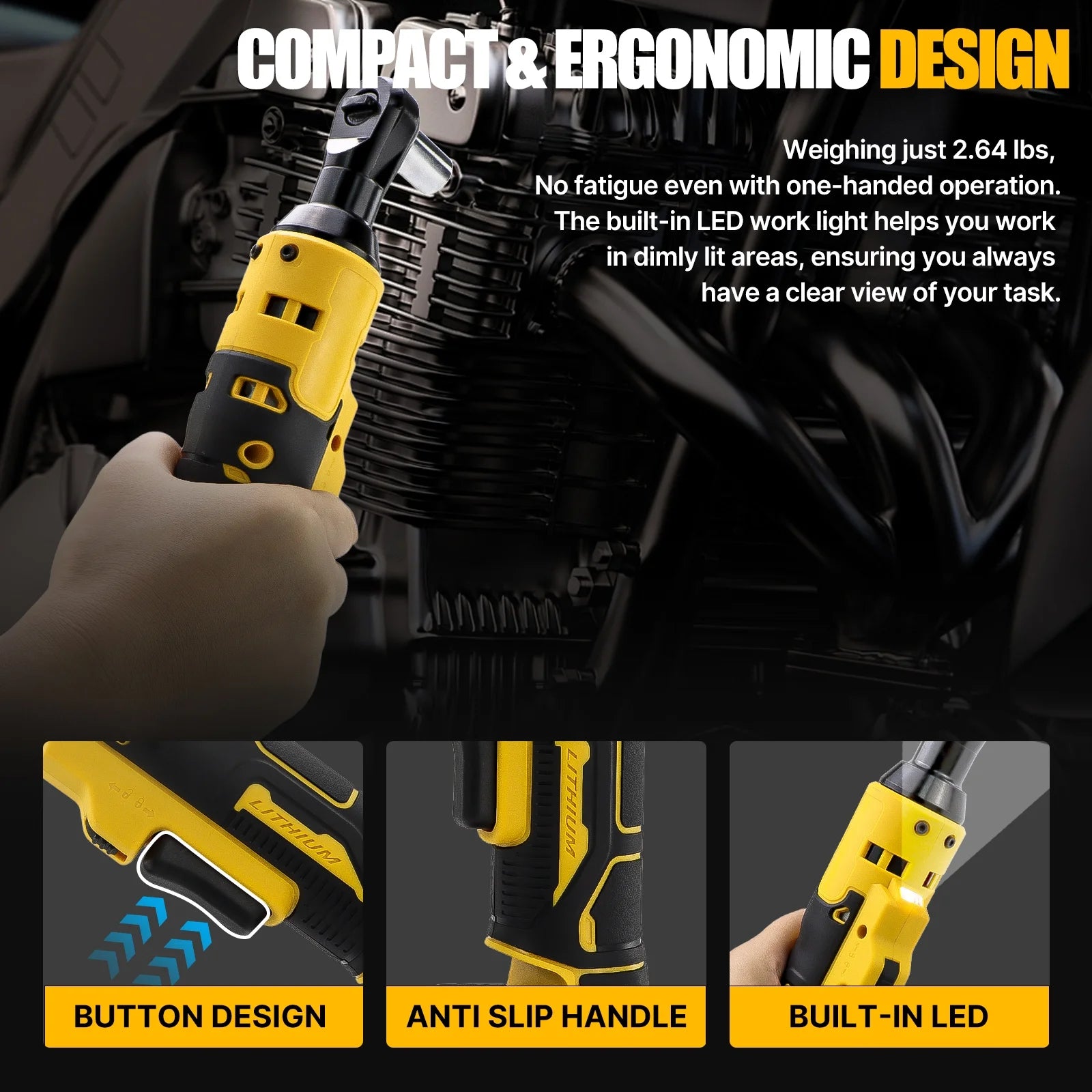 Electric Impact Wrench 3/8'' Angle Ratchet Wrench