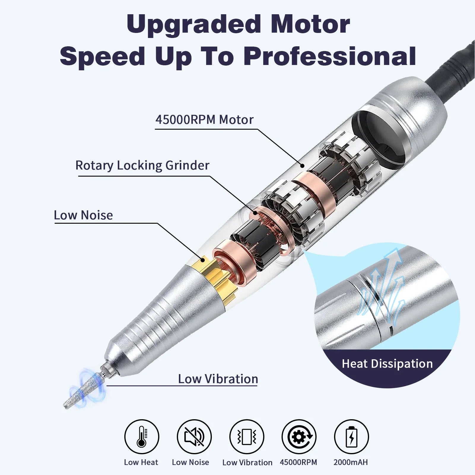 Electric Nail Drill Kit Machine 45000RPM