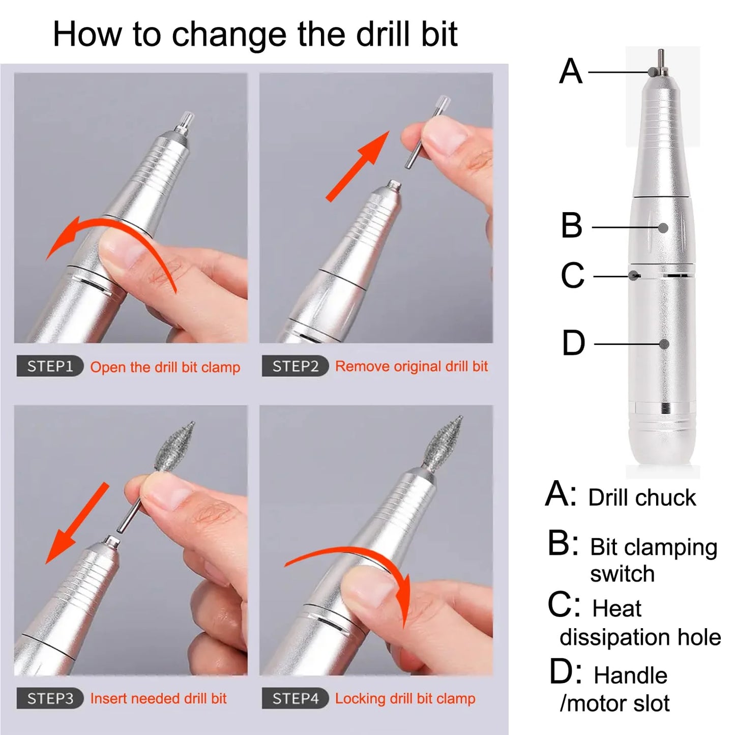 Electric Nail Drill Kit Machine 45000RPM