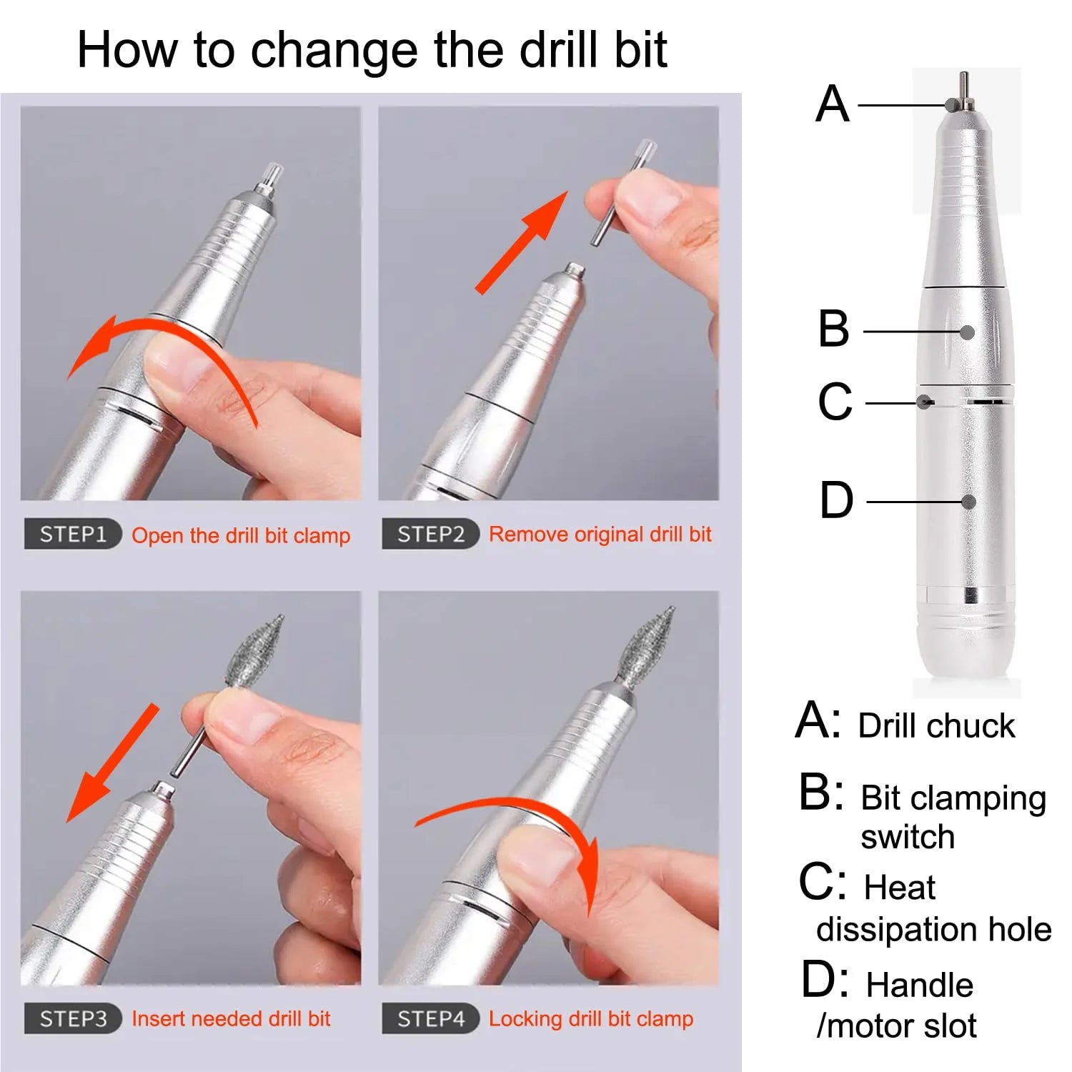 Electric Nail Drill Kit Machine 45000RPM
