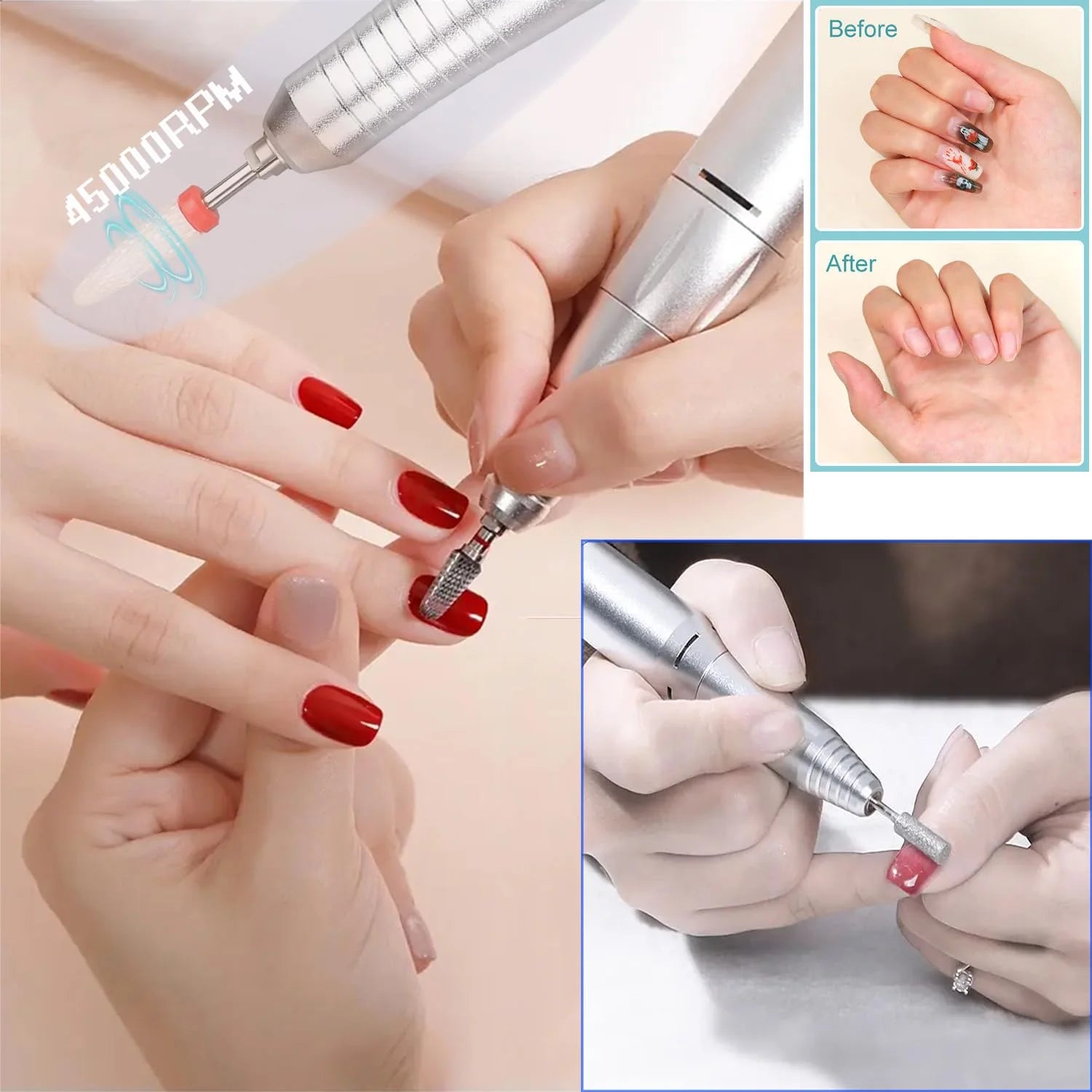 Electric Nail Drill Kit Machine 45000RPM
