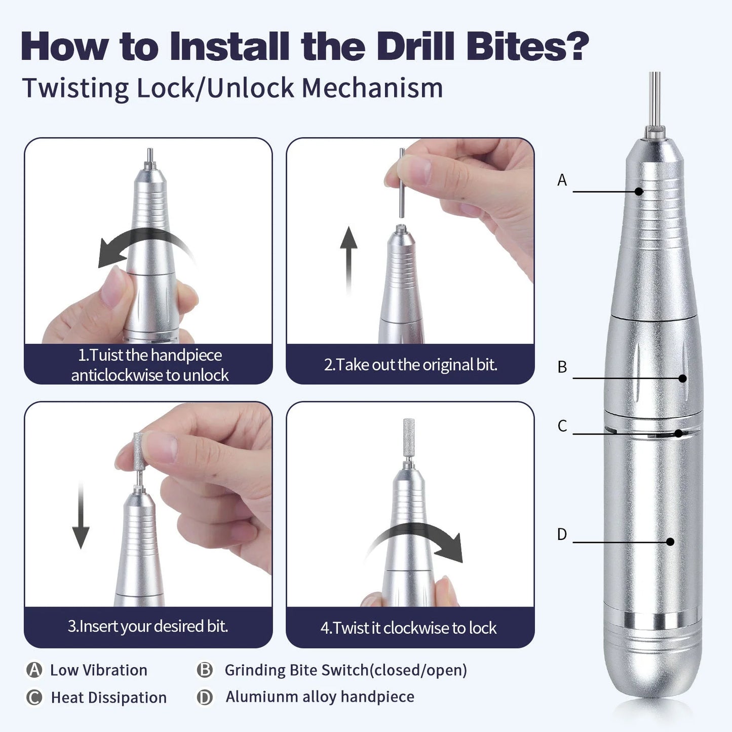 Electric Nail Drill Kit Machine 45000RPM