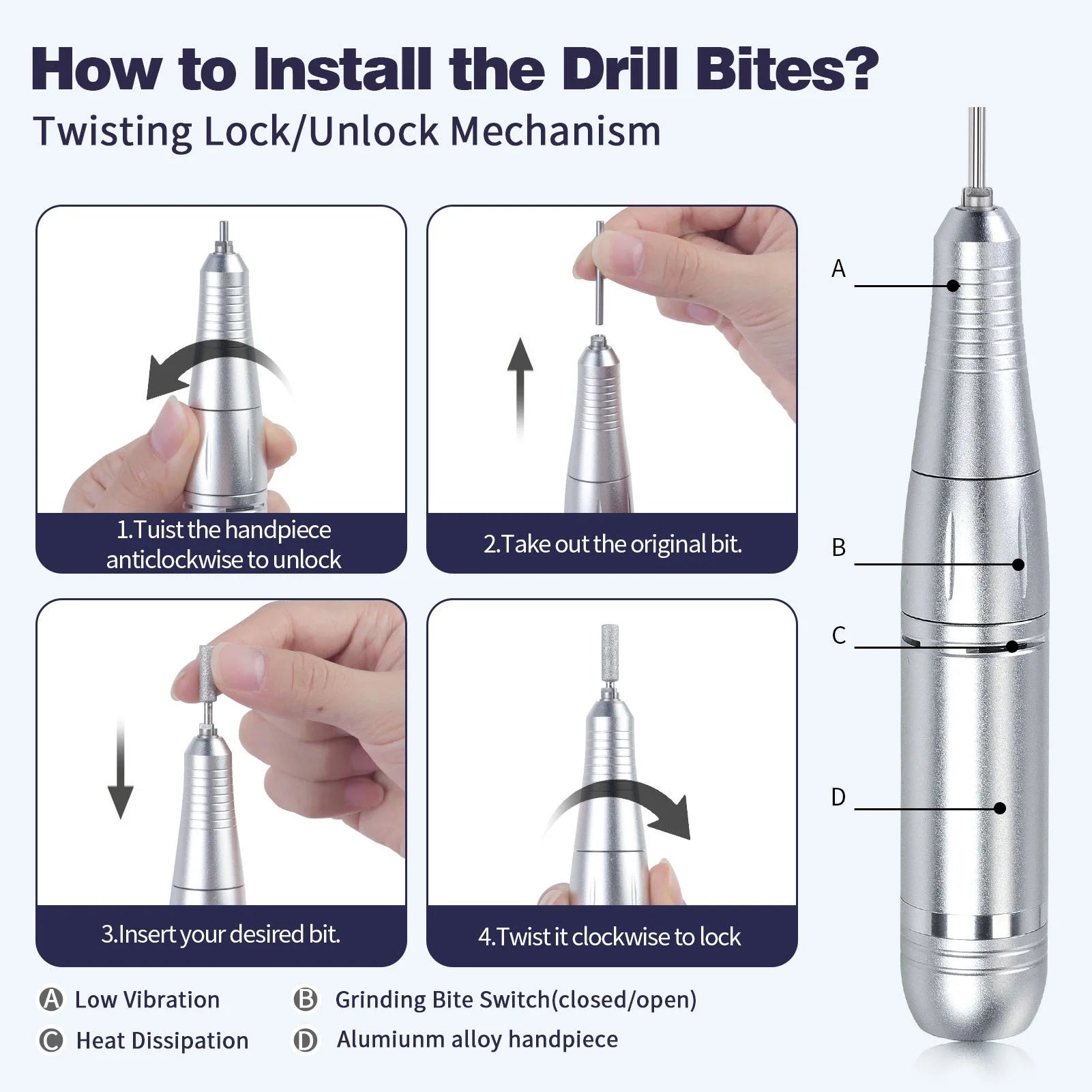 Electric Nail Drill Kit Machine 45000RPM