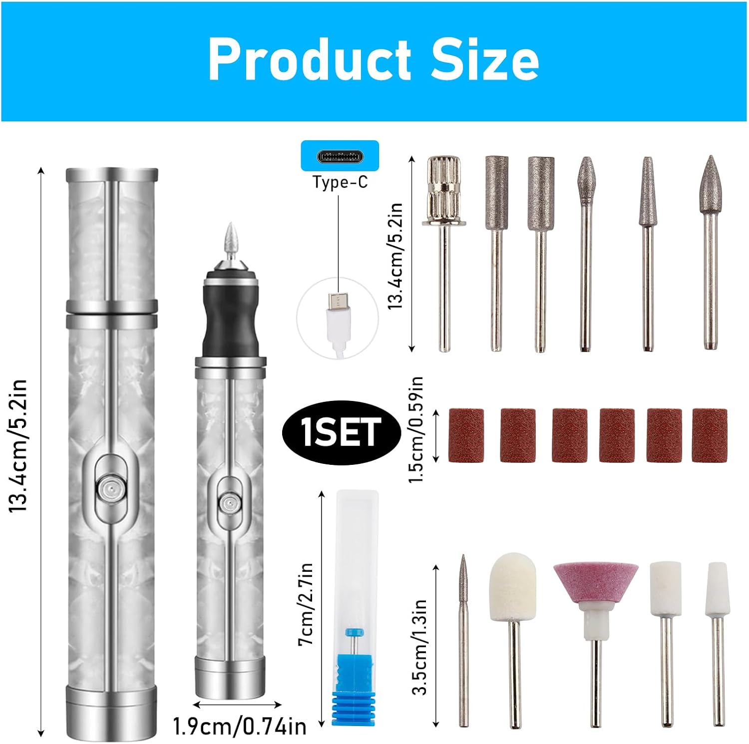 Electric Nail Drill Machine Manicure Drill Set 2000RPM