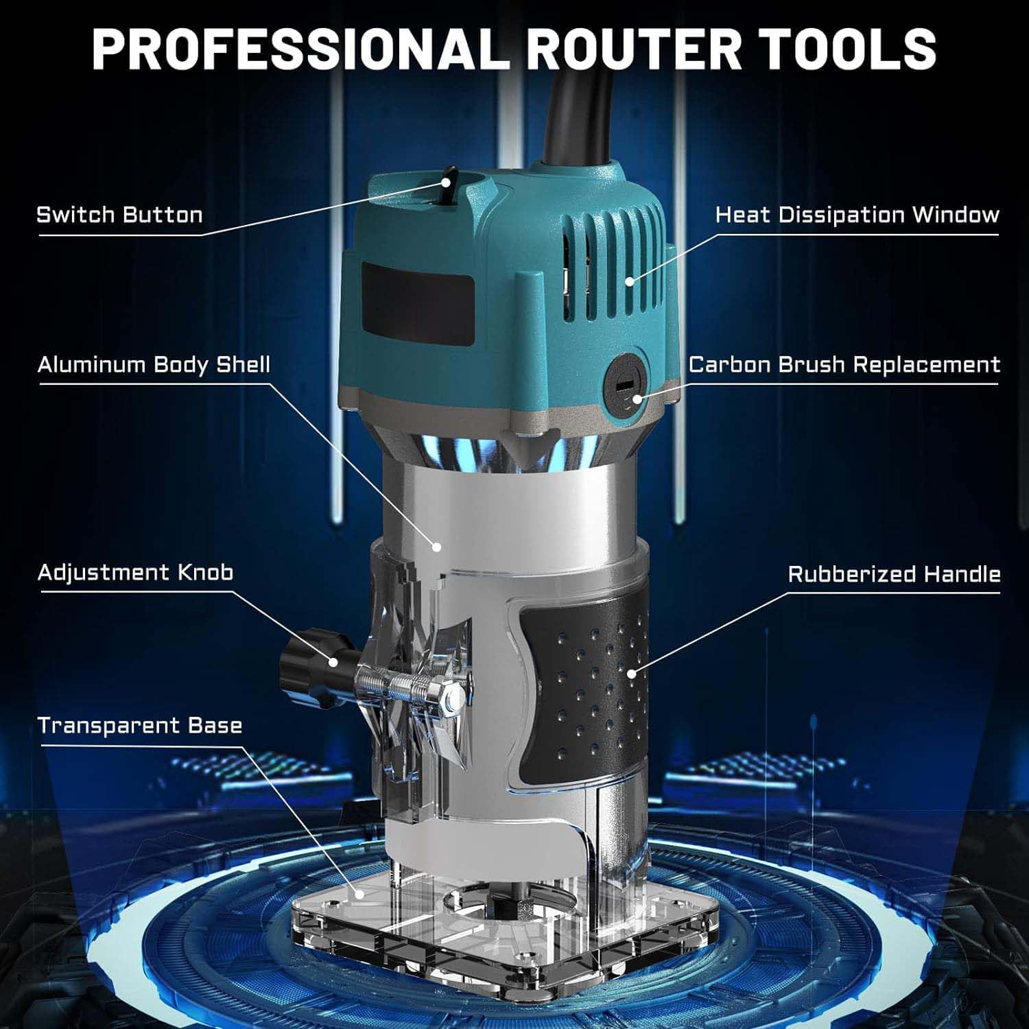 Electric Wood Router for Woodworking with Router Bit