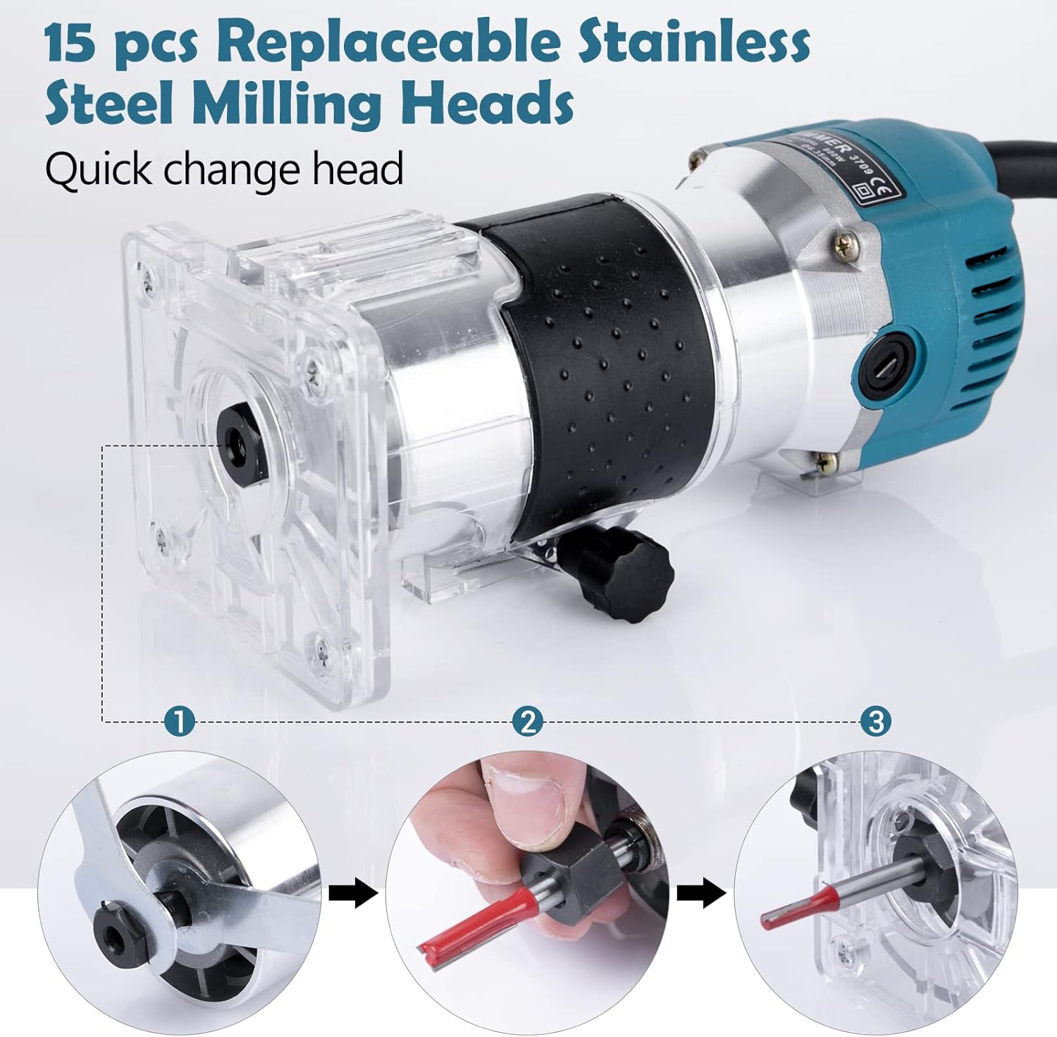 Electric Wood Router for Woodworking with Router Bit