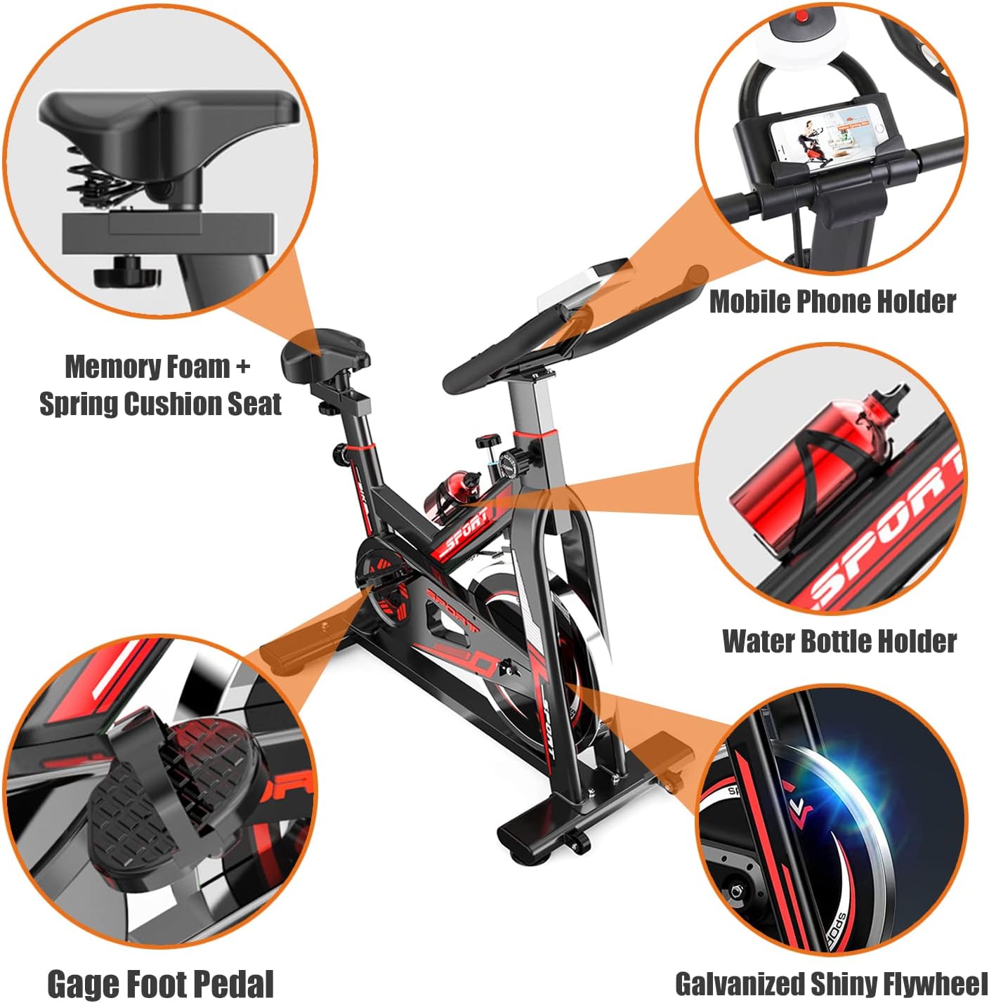 Adjustable Exercise Bike Spin Bike Heavy Duty