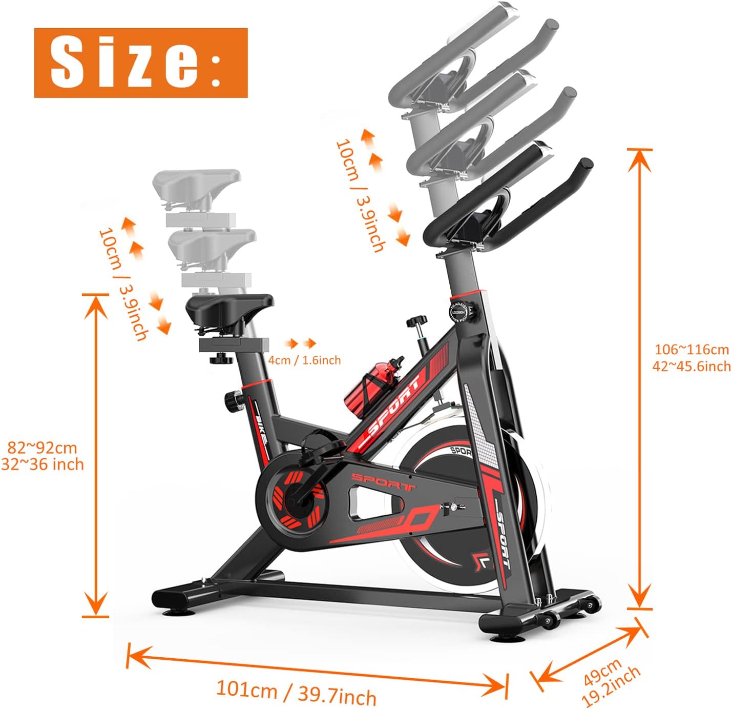 Adjustable Exercise Bike Spin Bike Heavy Duty