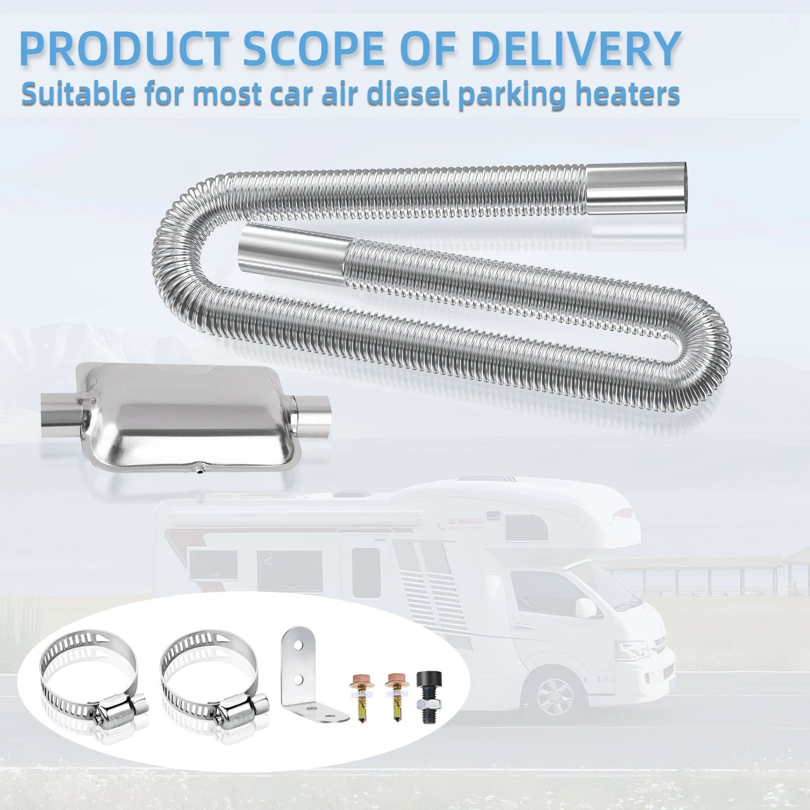 Exhaust Pipe Hose Air Diesel Heating Car Parking Silencer Muffler Filter
