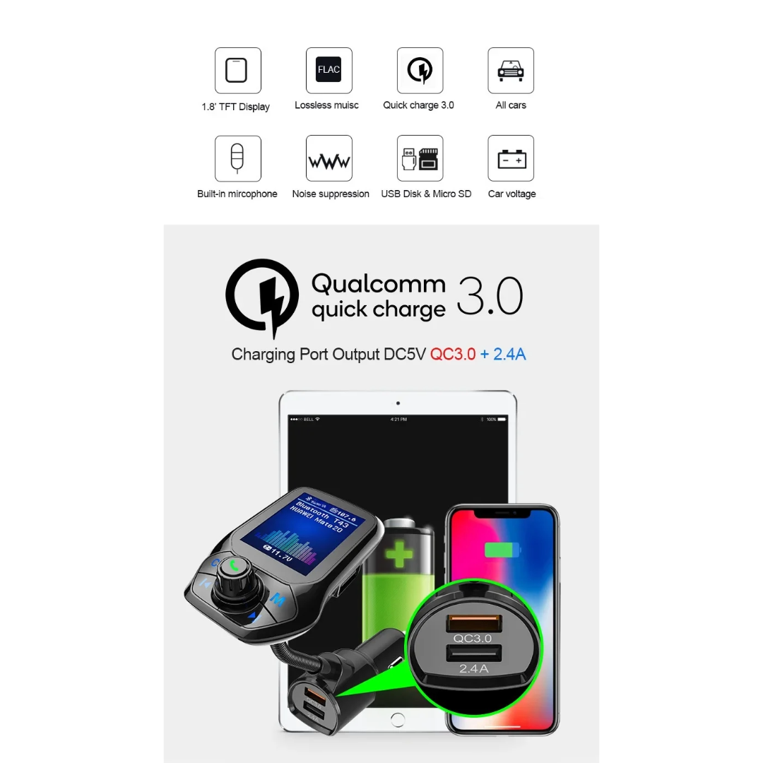 Bluetooth FM Transmitter, Car Radio Adapter